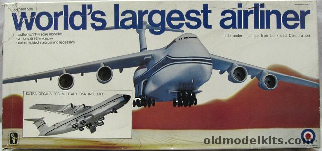 Entex 1/144 Lockheed L 500 / USAF C-5A Galaxy Worlds Largest Airliner, 8213 plastic model kit
